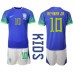 Billige Brasilien Neymar Jr #10 Børnetøj Udebanetrøje til baby VM 2022 Kortærmet (+ korte bukser)